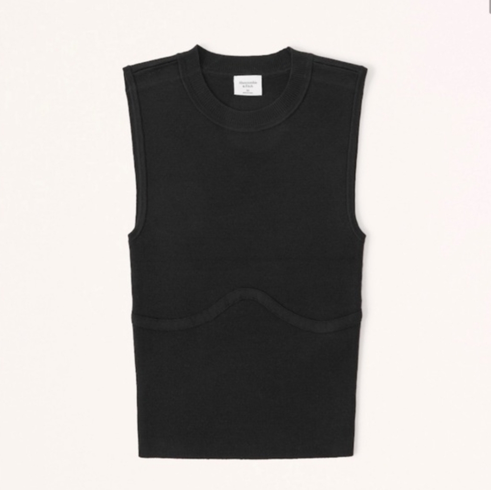New Abercrombie & Fitch Black Underbust Corset Crew Sweater Tank Sz Large